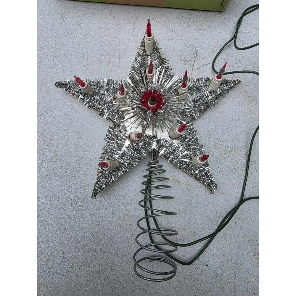Mid Century Tree Topper Star Starburst Tinsel Does Not Light Up As Is